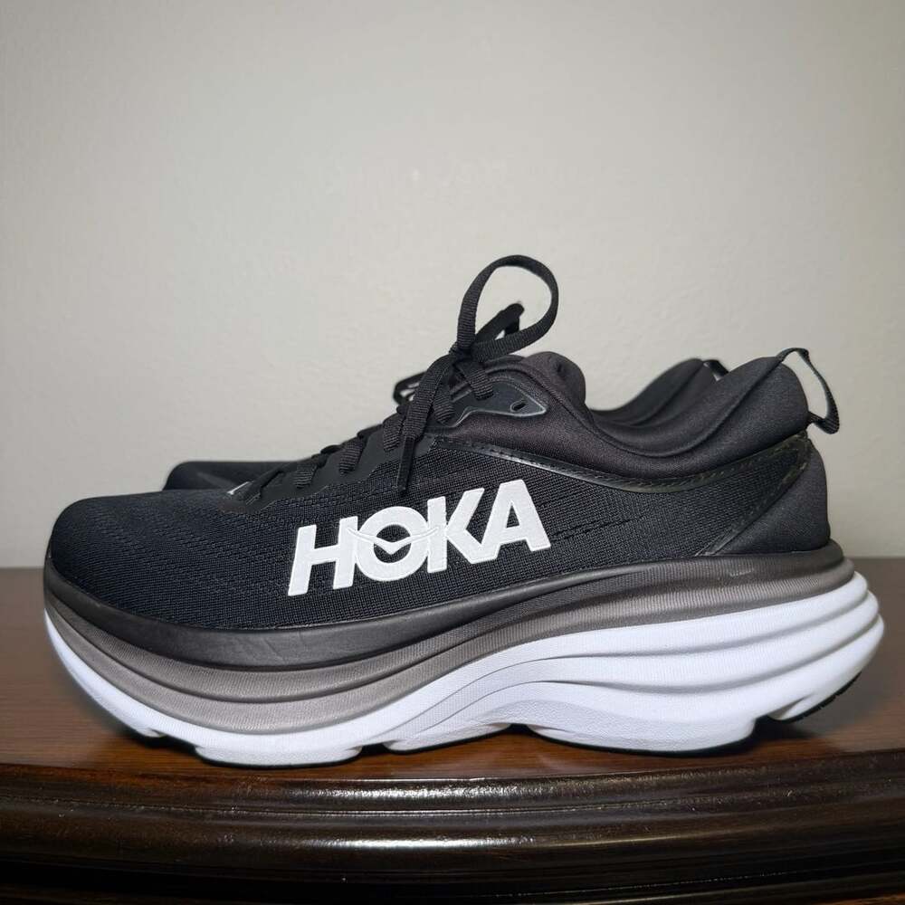 HOKA Bondi 8 Women’s Size 10B Black White Running Shoes